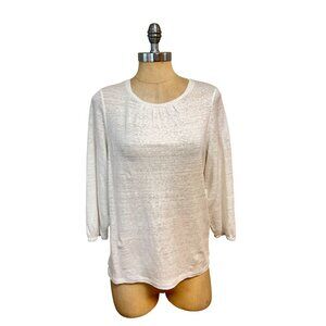 Boden Womens White European Flax Long sleeve Top NWT Small